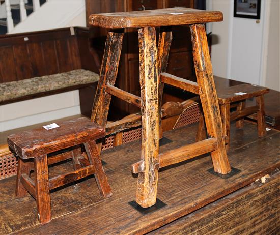 Three Chinese hardwood stools